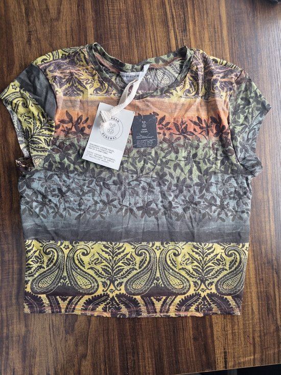 Urban Renewal Tops - Urban Renewal Multicolor Paisley & Floral Striped Crop Tee